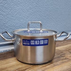 NWT Pintinox 20cm Master Deep Casserole Stainless Steel Stock Pot Lid & Handles
